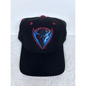 DePaul Blue Demons Fitted Hat Wool USA Size 7 1/2 Vintage Logo Black Cap